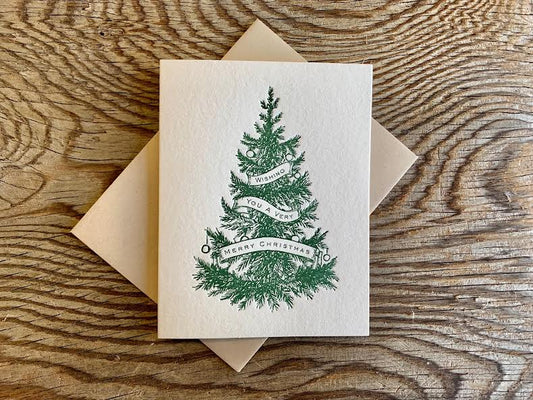Letterpressed Christmas Tree Note Card Pack of 10